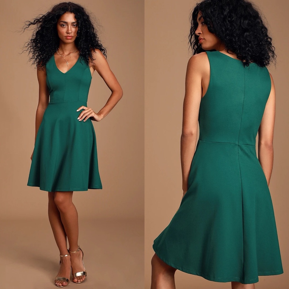 Lulus | Bon Appetit Forest Green Skater Dress